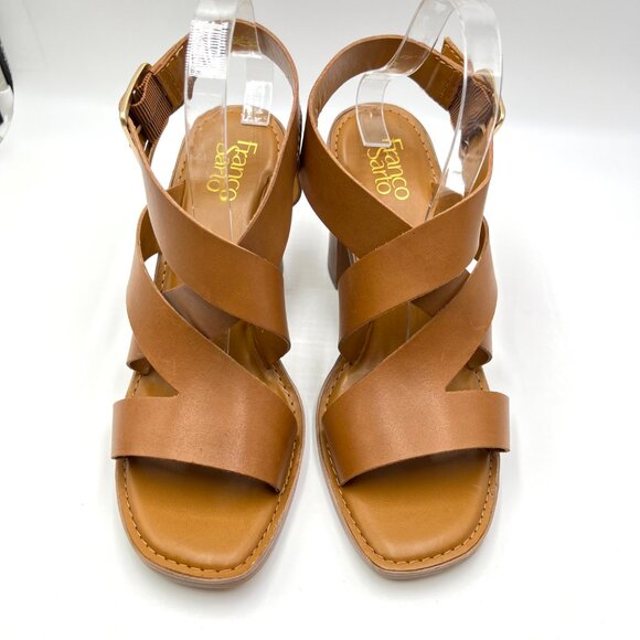 Franco Sarto Womens Size 11 Brown Leather Block Heels Sandals Shoes - Picture 2 of 14